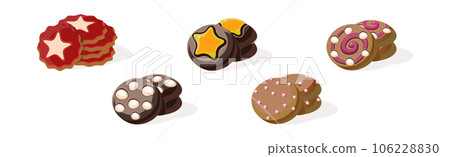 Different Cookie as Baked Dessert Food Vector Set Different Cookie as Baked Dessert Food Vector Set 106228830