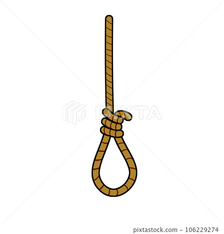Gallows. Execution and punishment. Set of Old Brown object. Medieval justice. Rope with loop. Symbol of death and suffocation 106229274