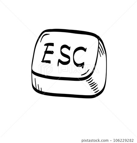 Esc Button Icon. Hand drawn Control key. Simple keyboard button for cancel, exit. Black and white illustration Esc Button Icon. Hand drawn Control key. Simple keyboard button for cancel, exit. Black and white illustration 106229282