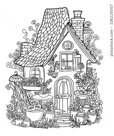 Fairy tale house. Coloring page Fairy tale house. Coloring page 106229307