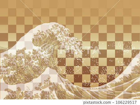 Japanese-style background waves in a checkered pattern 106229517