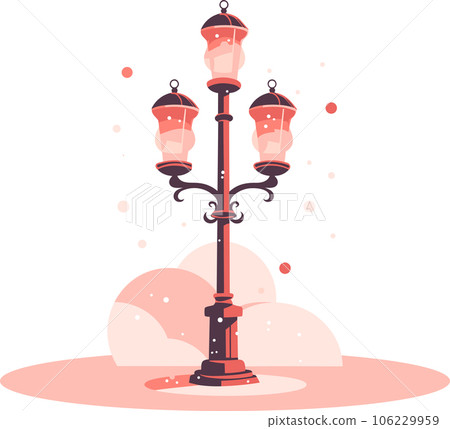 Hand Drawn Christmas electricity pole in flat style 106229959
