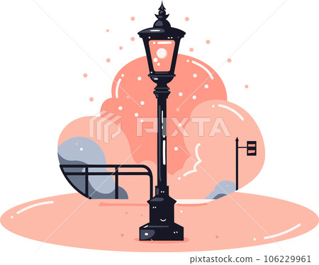 Hand Drawn Christmas electricity pole in flat style Hand Drawn Christmas electricity pole in flat style 106229961