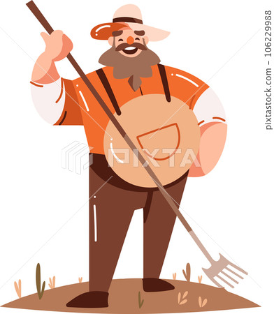 Hand Drawn happy male farmer in flat style Hand Drawn happy male farmer in flat style 106229988