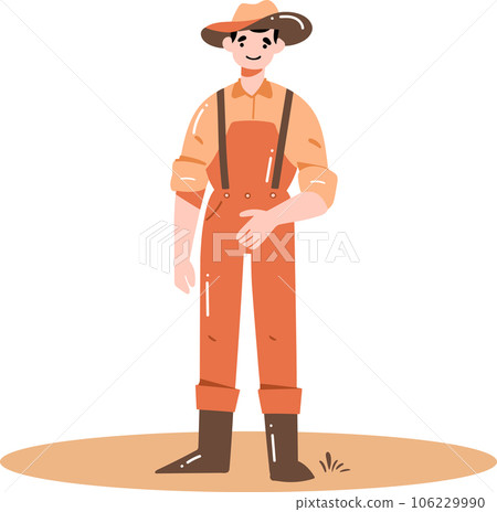 Hand Drawn happy male farmer in flat style Hand Drawn happy male farmer in flat style 106229990