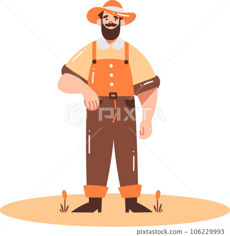Hand Drawn happy male farmer in flat style Hand Drawn happy male farmer in flat style 106229993