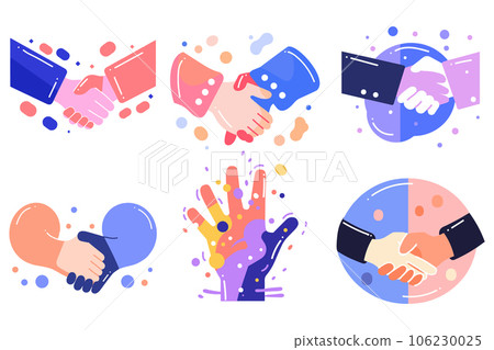 Hand Drawn Set of Handshake in business concept in flat style 106230025