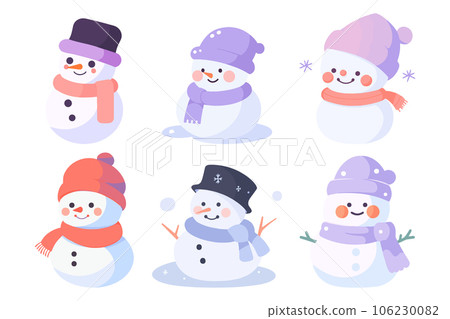 Hand Drawn Set of Christmas Snowman in flat style 106230082