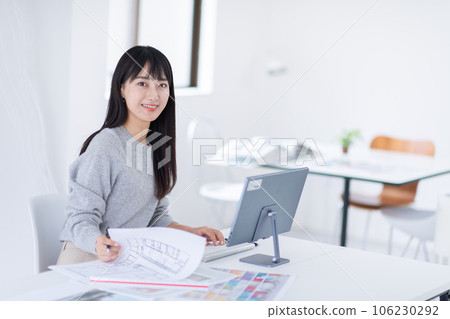 Architect, interior designer, desk work Architect, interior designer, desk work 106230292
