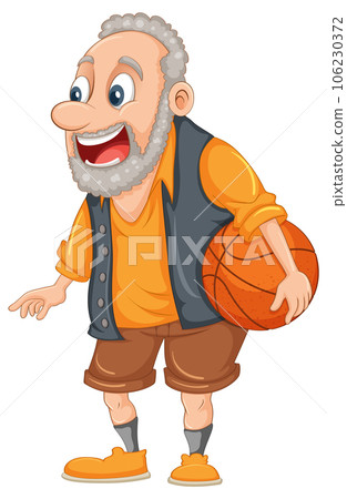 Old man holding basketball cartoon 106230372