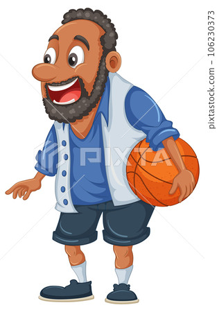 Afro African middle age man holding basketball 106230373