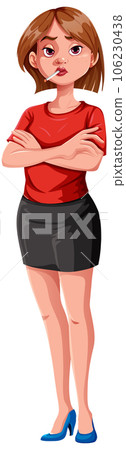 A Woman Standing with Cigarette in Mouth A Woman Standing with Cigarette in Mouth 106230438