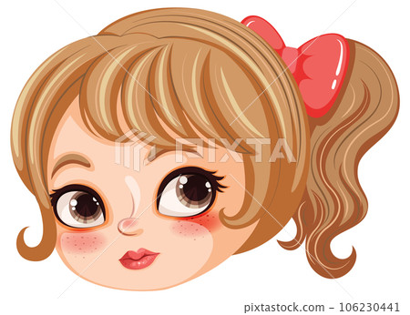 Cute Girl Cartoon Character with Big Eyes 106230441