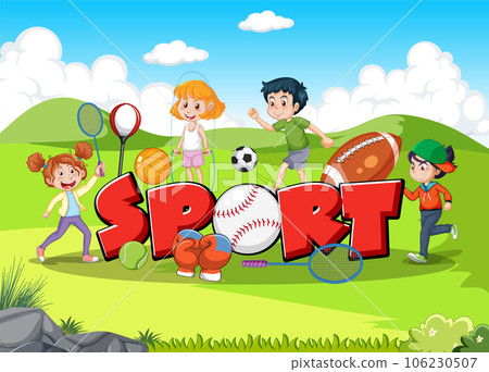 Sport text with children banner design 106230507