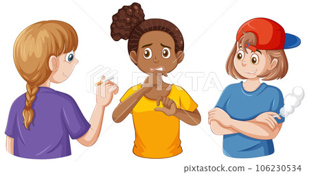 Teenage Girl Refusing to Smoke From Her Friend 106230534