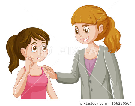 Adolescent girl having a conversation with her mother 106230564
