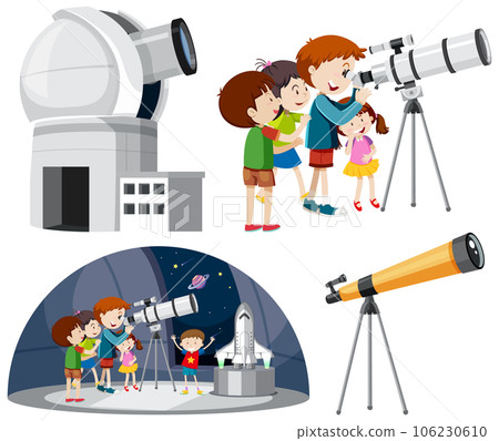 Playful Children Using Telescopes Vector Collection 106230610