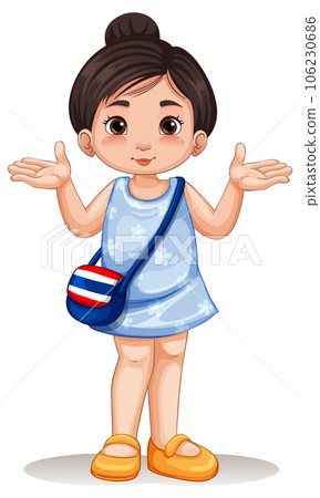 Cute Asian Thai girl cartoon character Cute Asian Thai girl cartoon character 106230686