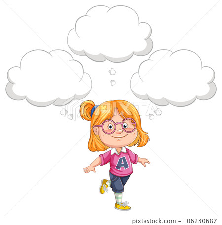 Cute blonde girl with balnk speech bubble 106230687