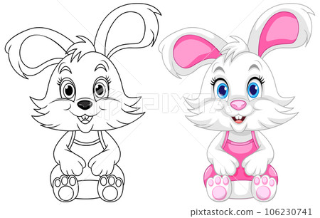 Coloring Page Outline of Cute Rabbit 106230741