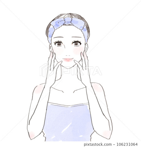 A woman who puts her hand on her cheek A woman who puts her hand on her cheek 106231064
