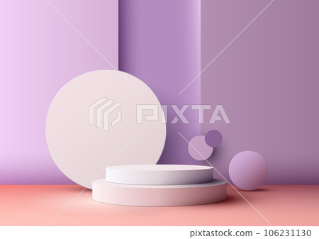 3D White Podium with Purple Background and Lavender Floor 3D White Podium with Purple Background and Lavender Floor 106231130