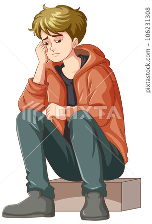 Sad teenage sitting on the floor Sad teenage sitting on the floor 106231308