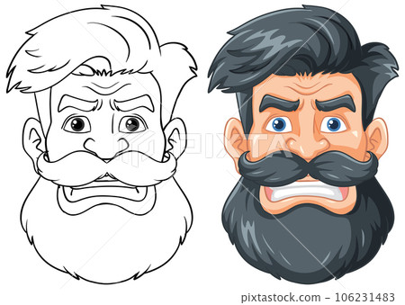 Angry Hipster Man with Beard and Mustache 106231483