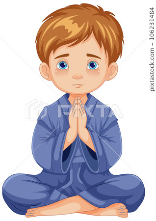Boy Sitting and Praying to Meditate 106231484