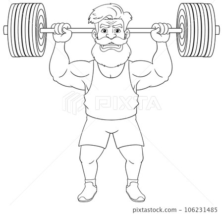 Muscular Man with Mustache Weight Lifting 106231485