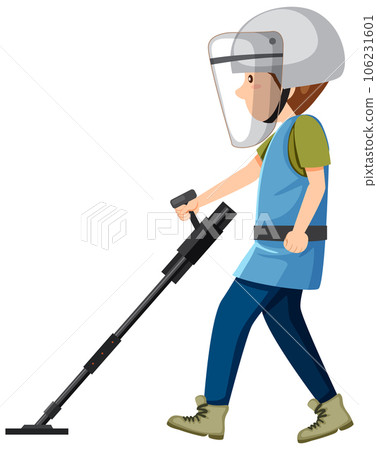 A man searching for landmine with metal detector A man searching for landmine with metal detector 106231601
