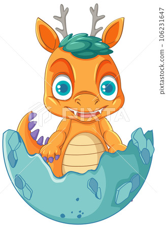 Happy orange cartoon dragon smiling 106231647