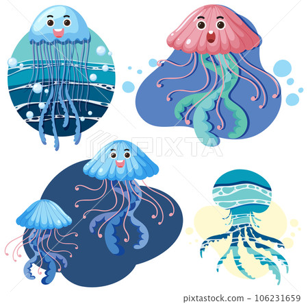 Set of jellyfish cartoon character Set of jellyfish cartoon character 106231659