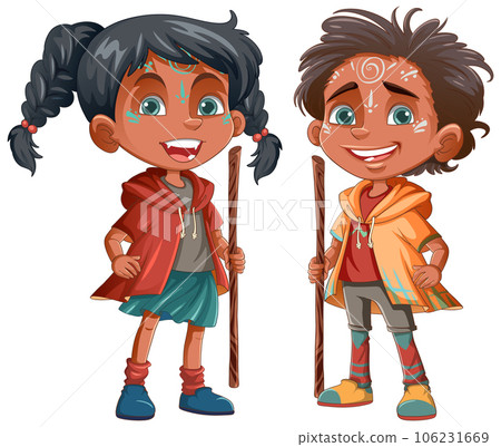 An indigenous kid cartoon character 106231669