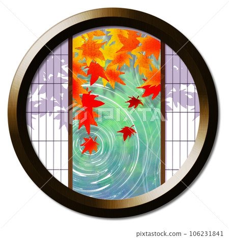 Autumn leaves reflected in the round window 9 Autumn leaves reflected in the round window 9 106231841