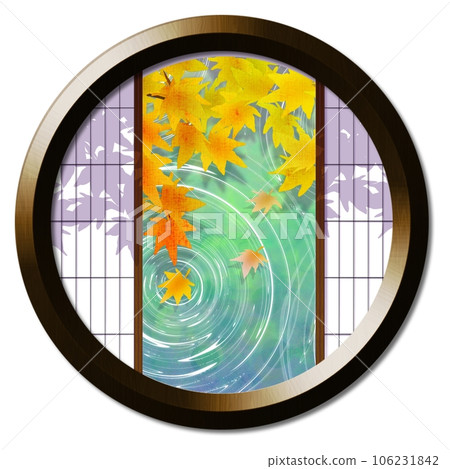 Autumn leaves reflected in the round window 8 Autumn leaves reflected in the round window 8 106231842