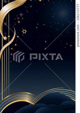 Starry Night: Gold Lines and Ornaments on Dark Blue Starry Night: Gold Lines and Ornaments on Dark Blue 106233777