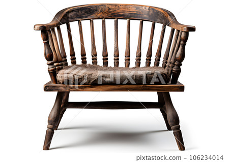 Vintage old wooden chair isolated on white background Generative AI 106234014
