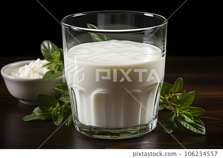 glass of fresh milk Generative AI 106234557