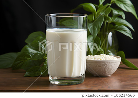 glass of fresh milk Generative AI 106234560