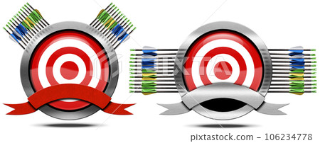 Archery Symbols with Target and Arrows Isolated on White Background 106234778