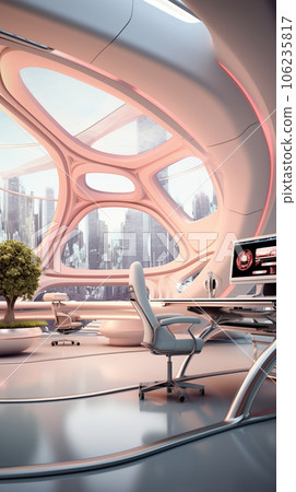 futuristic office interior. generative ai 106235817