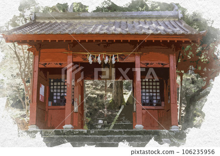 Watercolor-style Wakasa Inn, Wakasa Shrine Zuishinmon, Wakasa Town, Yazu District, Tottori Prefecture Watercolor-style Wakasa Inn, Wakasa Shrine Zuishinmon, Wakasa Town, Yazu District, Tottori Prefecture 106235956