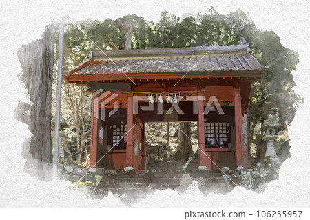 鳥取縣八津郡若狹町若狹神社瑞神門水彩風格若狹旅館 106235957
