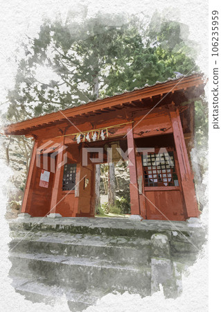 鳥取縣八津郡若狹町若狹神社瑞神門水彩風格若狹旅館 106235959