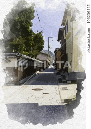 Watercolor-style Wakasa-juku Kura-dori Street, Wakasa-cho, Yazu-gun, Tottori Prefecture Watercolor-style Wakasa-juku Kura-dori Street, Wakasa-cho, Yazu-gun, Tottori Prefecture 106236525