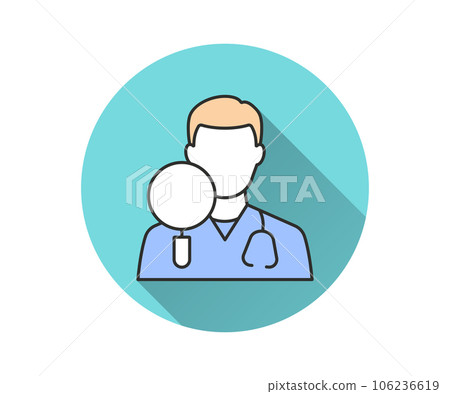Dermatologist flat icon. Simple illustration with long shadow for graphic and web design. Dermatologist flat icon. Simple illustration with long shadow for graphic and web design. 106236619