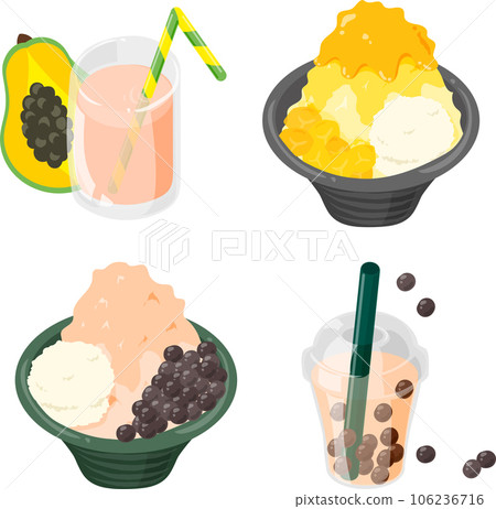 It is an icon of delicious and unique Taiwanese sweets such as shaved ice, papaya milk and tapioca milk tea. It is an icon of delicious and unique Taiwanese sweets such as shaved ice, papaya milk and tapioca milk tea. 106236716