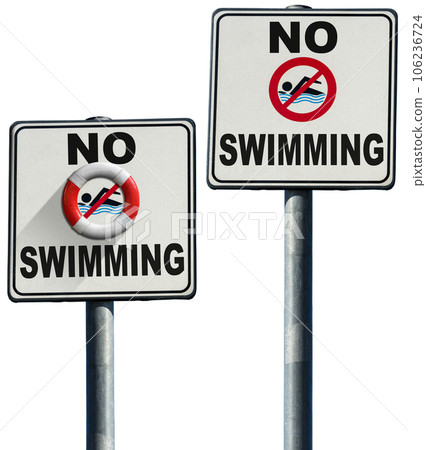 No Swimming Sign - Isolated on White Background 106236724