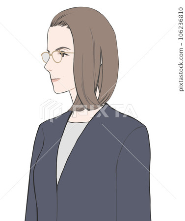 Middle-aged woman who seems to be able to work (straight face, glasses) Middle-aged woman who seems to be able to work (straight face, glasses) 106236810